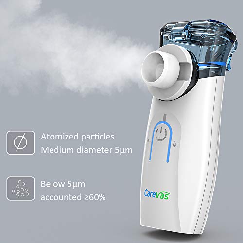Nebulizador Portátil, Carevas Ultrasónico Inhalador para Niños y Adultos, USB racargable, Dispositivo silencioso para mejorar la, con Boquilla