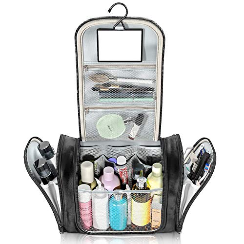 Neceser con suspensión y Espejo + Bolsillos Interiores | Hombres, Mujeres y niños – Bolso de tocador hidrófugo para Viajar | Bolsa de Aseo para Maleta, Accesorios de baño, Equipaje de Mano, Outdoor