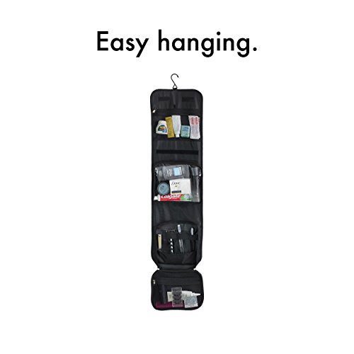Neceser de Viaje de Nomalite | Bolsa XL Viaje de Aseo Colgante, Plegable, Compacto y Negro para Hombre, Mujer y niño. con Gancho Robusto y Compartimento Transparente Separable para Equipaje avión.