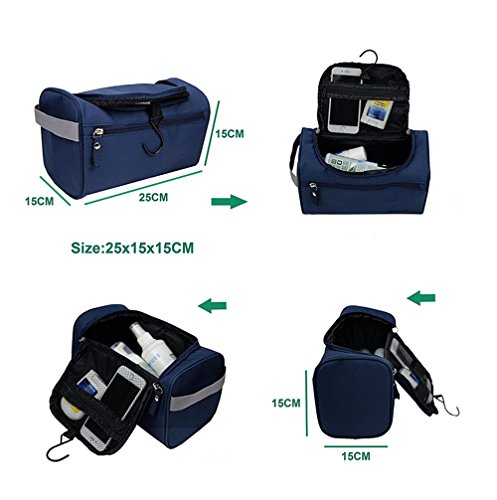 Neceser ONEGenug Impermeable Bolsa De Aseo Bolsa De Viaje Bolsa de cosmético Maquillaje Organizador con Gancho Consistente Para Hombres/Mujeres/Niños (azul oscuro)