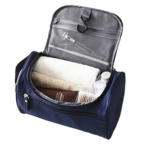 Neceser ONEGenug Impermeable Bolsa De Aseo Bolsa De Viaje Bolsa de cosmético Maquillaje Organizador con Gancho Consistente Para Hombres/Mujeres/Niños (azul oscuro)