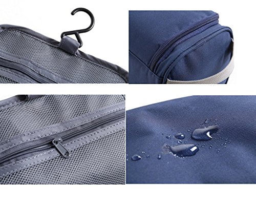 Neceser ONEGenug Impermeable Bolsa De Aseo Bolsa De Viaje Bolsa de cosmético Maquillaje Organizador con Gancho Consistente Para Hombres/Mujeres/Niños (azul oscuro)