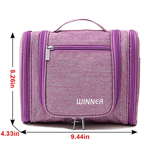 Neceser para Colgar Grande Bolsas de Aseo con Gancho para Mujer y Hombre, 6L Impermeable Neceser de Viaje Organizador de Cosméticos Plegable para Hogar Vacaciones Viaje Gimnasio (Morado)