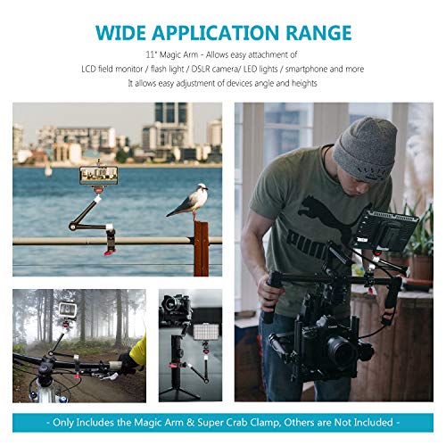 Neewer 28,9cm Brazo Mágico Fricción Articulado Ajustable Cámara Réflex Digital/Sin Espejo/Acción/Monitor LCD Video Vlog Rig con Kit Adaptador de Montaje Abrazadera Teléfono