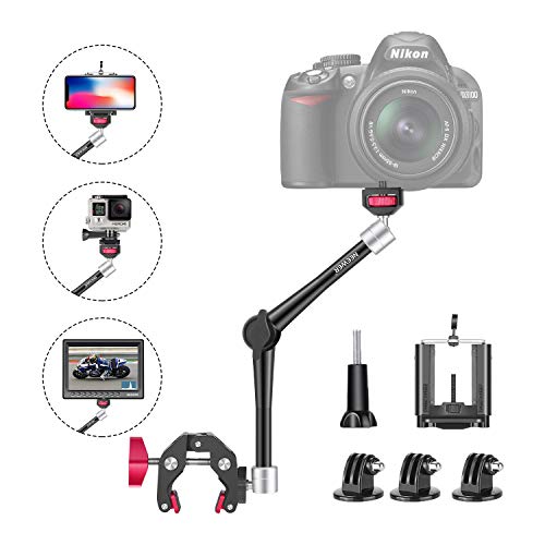 Neewer 28,9cm Brazo Mágico Fricción Articulado Ajustable Cámara Réflex Digital/Sin Espejo/Acción/Monitor LCD Video Vlog Rig con Kit Adaptador de Montaje Abrazadera Teléfono