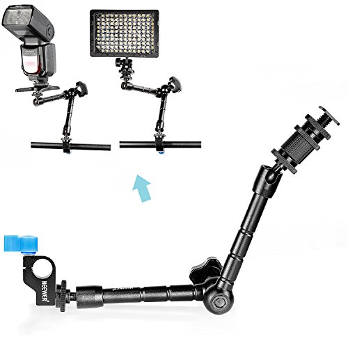 Neewer – 30 cm/11.8 Inch aleación de Aluminio – Soporte de Brazo mágico con 15 mm Barras – Pinza para luz LED de Montaje, Monitor, Flash al Sistema Cámara Réflex o DSLR película