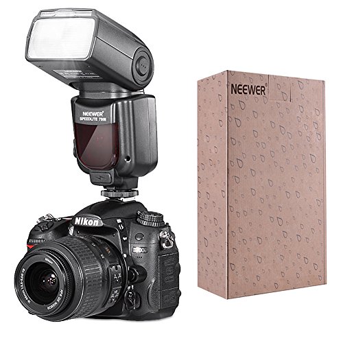 Neewer 750II TTL Flash Speedlite con kit Pantalla LCD para Cámaras Nikon DSLR, Incluye:(1)750II Flash (1)Disparador Inalámbrico 2.4G con Cable N1/N3 (1)Difusor Suave/Duro (1)Soporte de Tapa de Lente