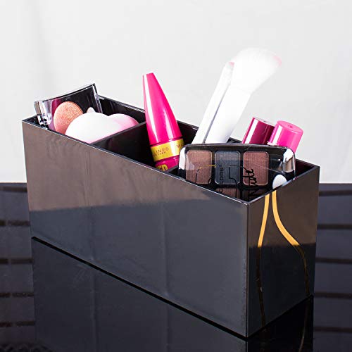 Negro de maquillaje cosméticos organizador para pintalabios lápiz de labios, delineador de ojos, cepillos display rack 3 Ranura Vanity Top soporte