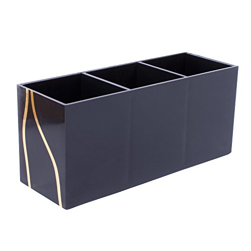 Negro de maquillaje cosméticos organizador para pintalabios lápiz de labios, delineador de ojos, cepillos display rack 3 Ranura Vanity Top soporte