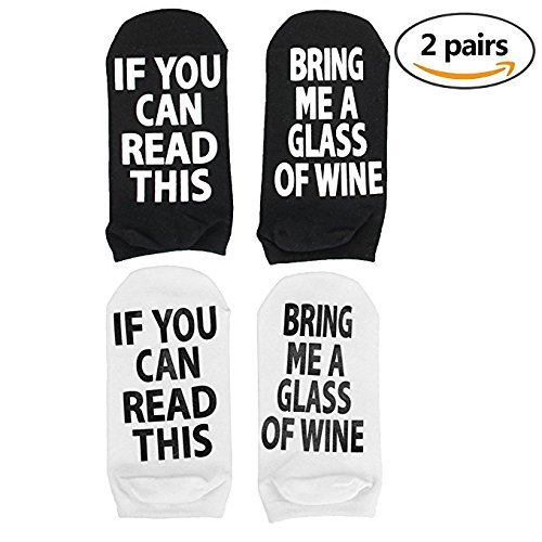 Negro Friday deals Cyber de lunes Deals week-unisex algodón calcetines si puede leer este Bring Me un vaso de vino – Barco Calcetines de tobillo gran Navidad regalos para las mujeres hombres