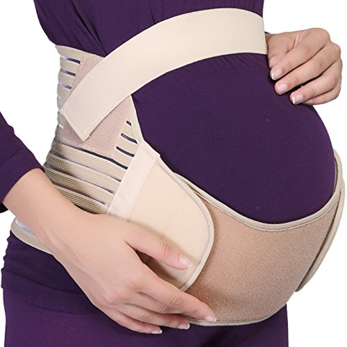 NEOtech Care Cinturón de Maternidad - Apoyo Durante el Embarazo - Banda para Abdomen/Cintura/Espalda, Faja de premamá para el Vientre - Marca (Beige, L)
