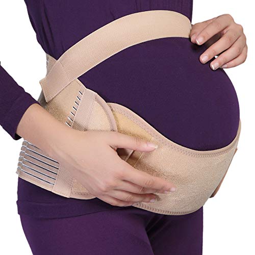 NEOtech Care Faja de Embarazo - Cinturón de Maternidad - premamá Banda para Abdomen/Cintura/Espalda, Apoyo para el Vientre - Marca (Negro, L)
