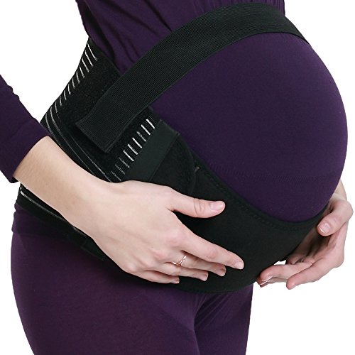 NEOtech Care Faja de Embarazo - Cinturón de Maternidad - premamá Banda para Abdomen/Cintura/Espalda, Apoyo para el Vientre - Marca (Negro, L)