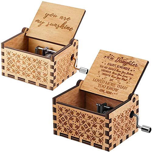 NEPAK 2 Pack Caja de música, Caja de música Retro clásica Hecha a Mano de Pure Hand-Classical Wooden Music Box Eres mi Sol Regalo de mamá a Hija