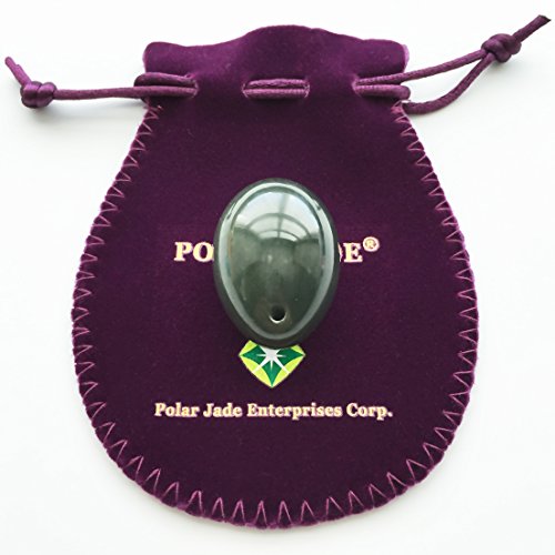 Nephrite Jade Egg, Small Size, Drilled, with Certificate and Instructons, for Experienced and Advanced Users to Train Kegel Muscles to Gain Better Bladder Control to Prevent Urinary Incontinence, or as Beautiful Art to Display