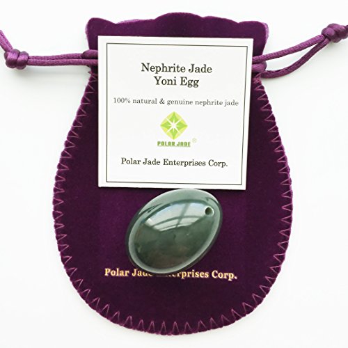Nephrite Jade Egg, Small Size, Drilled, with Certificate and Instructons, for Experienced and Advanced Users to Train Kegel Muscles to Gain Better Bladder Control to Prevent Urinary Incontinence, or as Beautiful Art to Display