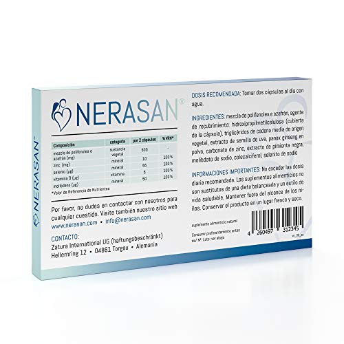 Nerasan - 600 mg - 60 Cápsulas - Mejora La Resistencia De Manera Natural - Para Una Vida Amorosa Plena