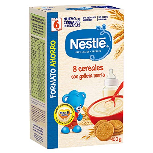 Nestlé Papillas - 8 cereales con Galleta María instantánea, a partir de 6 meses, 900 gr