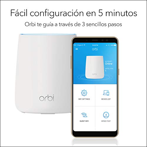 Netgear Orbi RBK50 - Sistema Mesh Wi-Fi TriBanda AC3000, cobertura de hasta 350 m², kit de 2, con 1 router y 1 satélite, Color Blanco