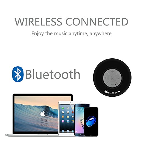 Neuftech Altavoz Bluetooth 3.0 Impermeable Sonido estéreo con Ventosa para Ducha Piscina etc(Negro)