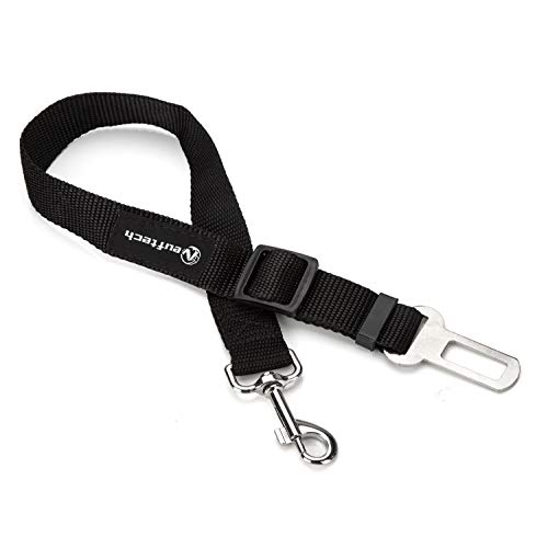 Neuftech - Cinturón de Seguridad de Coche Ajustable para Mascotas, Color Negro