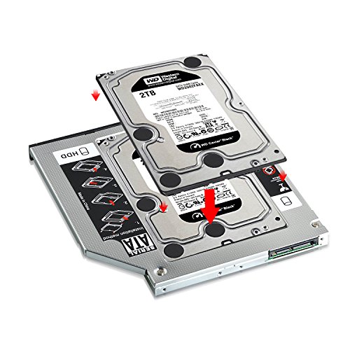 Neuftech Soporte Adaptador óptica bahías de Disco Duro Caddy SATA 2nd 2.5'' HDD 9.5mm para HP/ASUS / Acer/DELL / Lenovo/Laptops etc