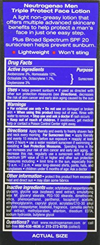 Neutrogena Men Triple Protect Face Lotion, SPF 20, Advanced Formula, 1.7 Flui...
