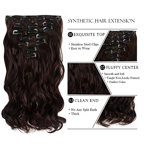 Neverland Beauty 22" (55 cm) extensiones de cabello cabeza completa clip en extensiones de pelo 7 piezas Ondulado with 16 clips #33