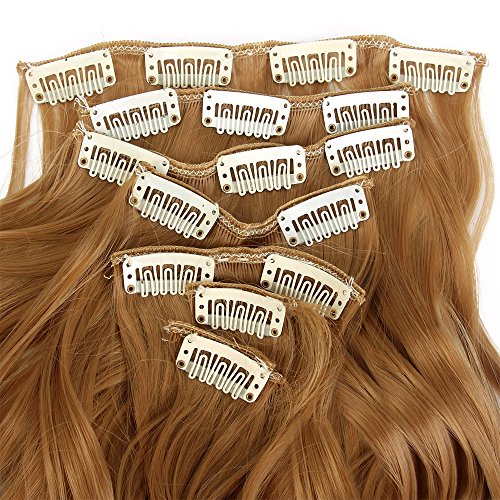 Neverland Beauty 22" Full Head Clip Extensión del pelo Hair Extensions,Wavy-7 Piece with 16 clips,Honey Blonde