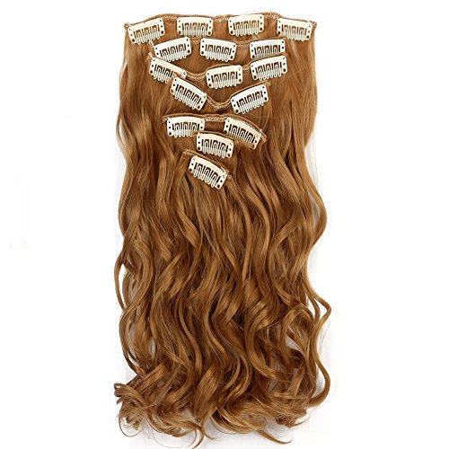 Neverland Beauty 22" Full Head Clip Extensión del pelo Hair Extensions,Wavy-7 Piece with 16 clips,Honey Blonde