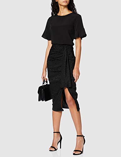 New Look GO Set Satin JAQ Midi Skirt Falda, Negro, 44 para Mujer