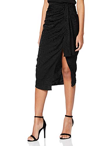 New Look GO Set Satin JAQ Midi Skirt Falda, Negro, 44 para Mujer