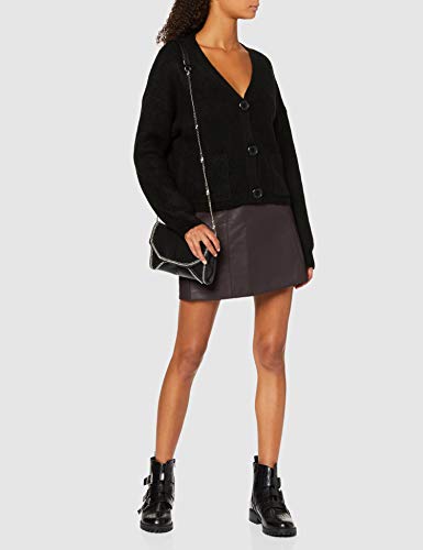 New Look Seamed PU Mini Falda, Marrón (Dark Brown 27), 40 (Talla del Fabricante: 12) para Mujer