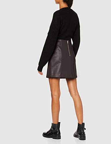 New Look Seamed PU Mini Falda, Marrón (Dark Brown 27), 40 (Talla del Fabricante: 12) para Mujer