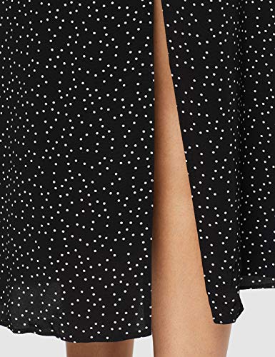 New Look Spot Split Side Falda, Negro (Black Pattern 9), 46 (Talla del Fabricante: 18) para Mujer