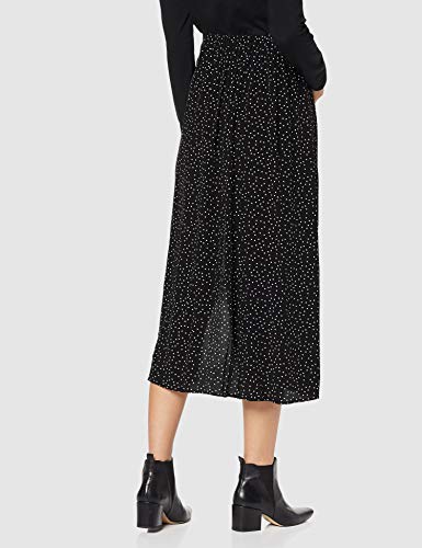 New Look Spot Split Side Falda, Negro (Black Pattern 9), 46 (Talla del Fabricante: 18) para Mujer