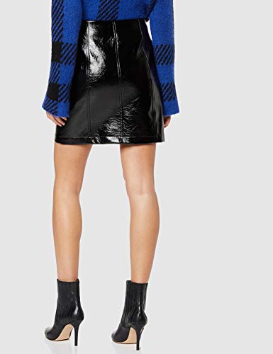 New Look Vinyl Zip Through Falda, Negro (Black 1.0), 44 para Mujer