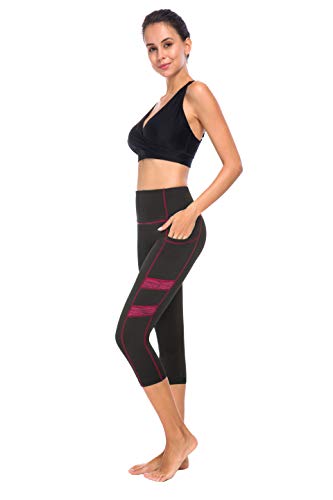 New Mincc Leggings de mujer, 3/4, para hacer deporte, cintura alta, línea del cuerpo definida Rojo rosso L