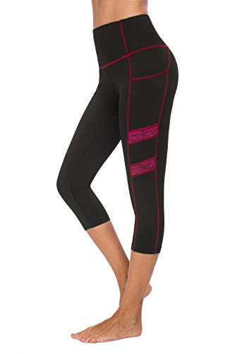 New Mincc Leggings de mujer, 3/4, para hacer deporte, cintura alta, línea del cuerpo definida Rojo rosso L