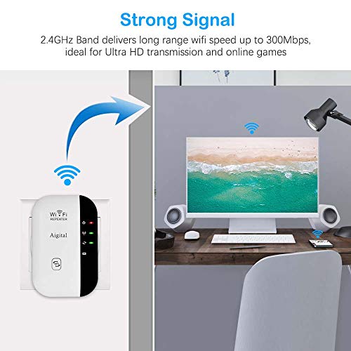 [New] Repetidor WiFi inalámbrico,Velocidad 300Mbps Extensor de Red wifi (Botón WPS, modo AP y Repeater, Fácil de configurar, Compatible con Router y Fibra, 1 Puerto 10/100 mbps, antenas internas)