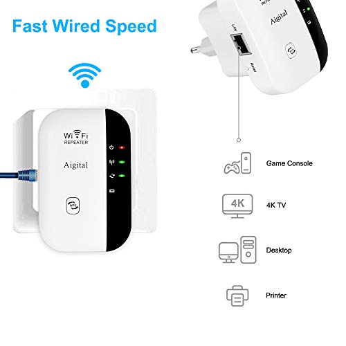 [New] Repetidor WiFi inalámbrico,Velocidad 300Mbps Extensor de Red wifi (Botón WPS, modo AP y Repeater, Fácil de configurar, Compatible con Router y Fibra, 1 Puerto 10/100 mbps, antenas internas)
