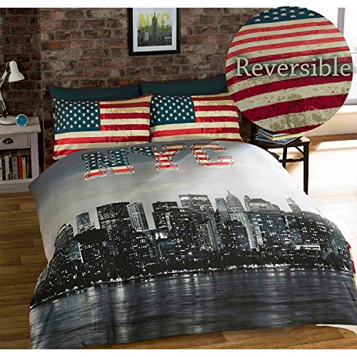 New York Funda de edredón tamaño King, más 2 Fundas de Almohada a Juego con Motivo de la Ciudad de Nueva York