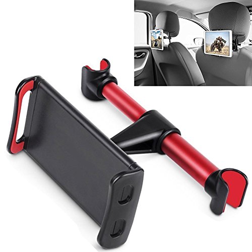 NewBull Soporte de reposacabezas del coche, soporte giratorio del asiento trasero de 360 grados apto para iPad / iPhone / Samsung Galaxy (dispositivos de 4-11 pulgadas) -Rojo