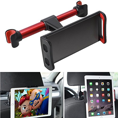 NewBull Soporte de reposacabezas del coche, soporte giratorio del asiento trasero de 360 grados apto para iPad / iPhone / Samsung Galaxy (dispositivos de 4-11 pulgadas) -Rojo