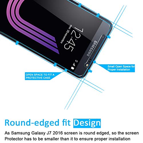 NEW'C 2 Unidades, Protector de Pantalla para Samsung Galaxy J7 2016, Antiarañazos, Antihuellas, Sin Burbujas, Dureza 9H, 0.33 mm Ultra Transparente, Vidrio Templado Ultra Resistente