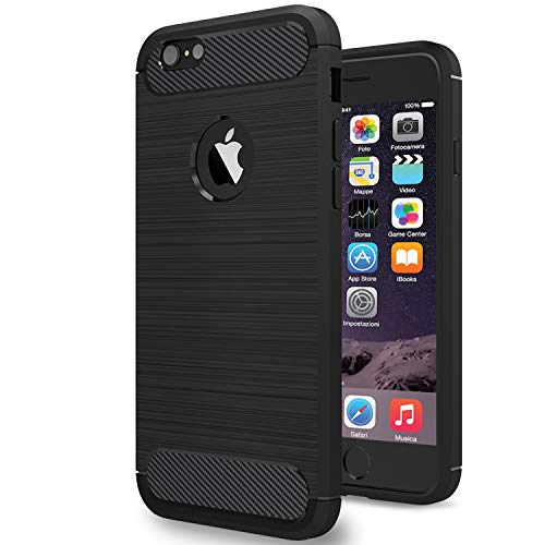 NEW'C Funda para iPhone 6/6S, Funda Protectora con absorción de Impactos y Fibra de Carbono [Silicone Gel Flex]