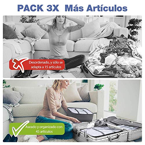 Newdora 8 en 1 Set de Organizador de Equipaje Viaje con Bolsa de Zapato,Impermeable Organizador de Maleta Bolsa para Ropa Sucia de Viaje, Portatrajes de Viaje, Material Nylon