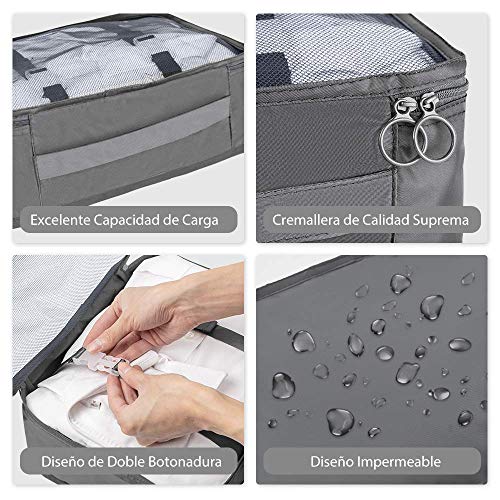 Newdora 8 en 1 Set de Organizador de Equipaje Viaje con Bolsa de Zapato,Impermeable Organizador de Maleta Bolsa para Ropa Sucia de Viaje, Portatrajes de Viaje, Material Nylon