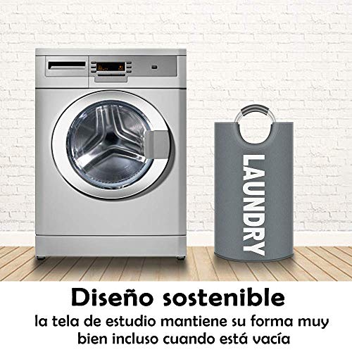 Newdora Bolsas para ropa sucia Cesto de Ropa Grande, Cesto de Ropa Plegable de Tela, Bolsa de Ropa Plegable, Caja de Lavado Plegable(Gris oscuro)