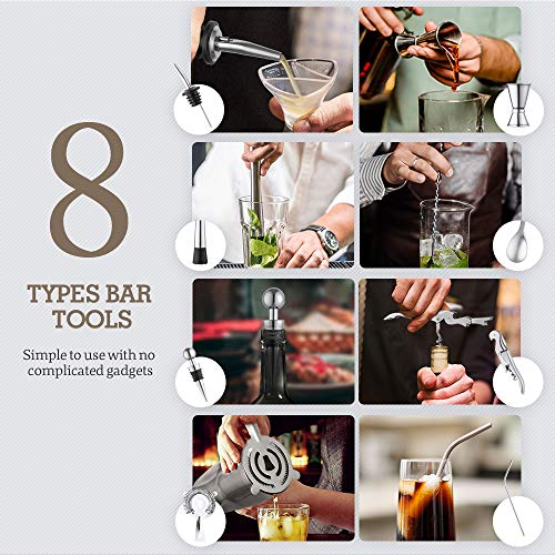 Newdora Cocteleras para Cocteles y Accesorios Profesional, Juego de Cockteleras de Calidad Acero Inoxidable, 15 PCS Hacer Cócteles, 750 ml Cocktail Shaker, Recetas de Cócteles